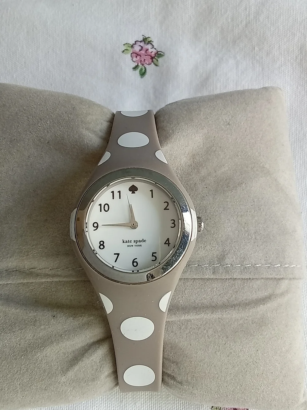 Kate Spade Taupe Polka Dot Silicone Watch with White‎ Dial